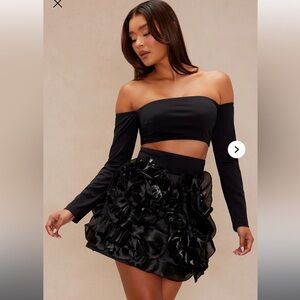 Neveah Off Shoulder Mini Ruffle Skirt Set
